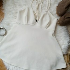 White Express deep v-neck cami